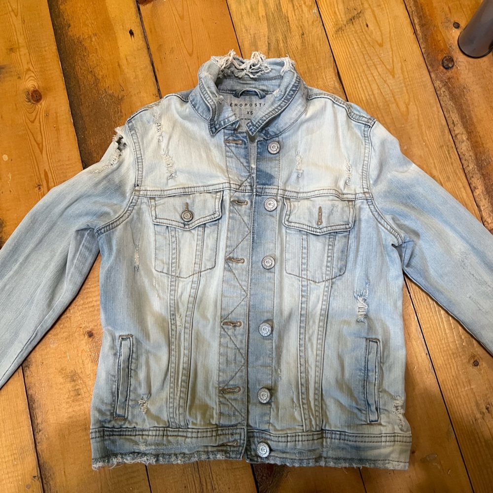 Aeropostale ripped light denim jean jacket.